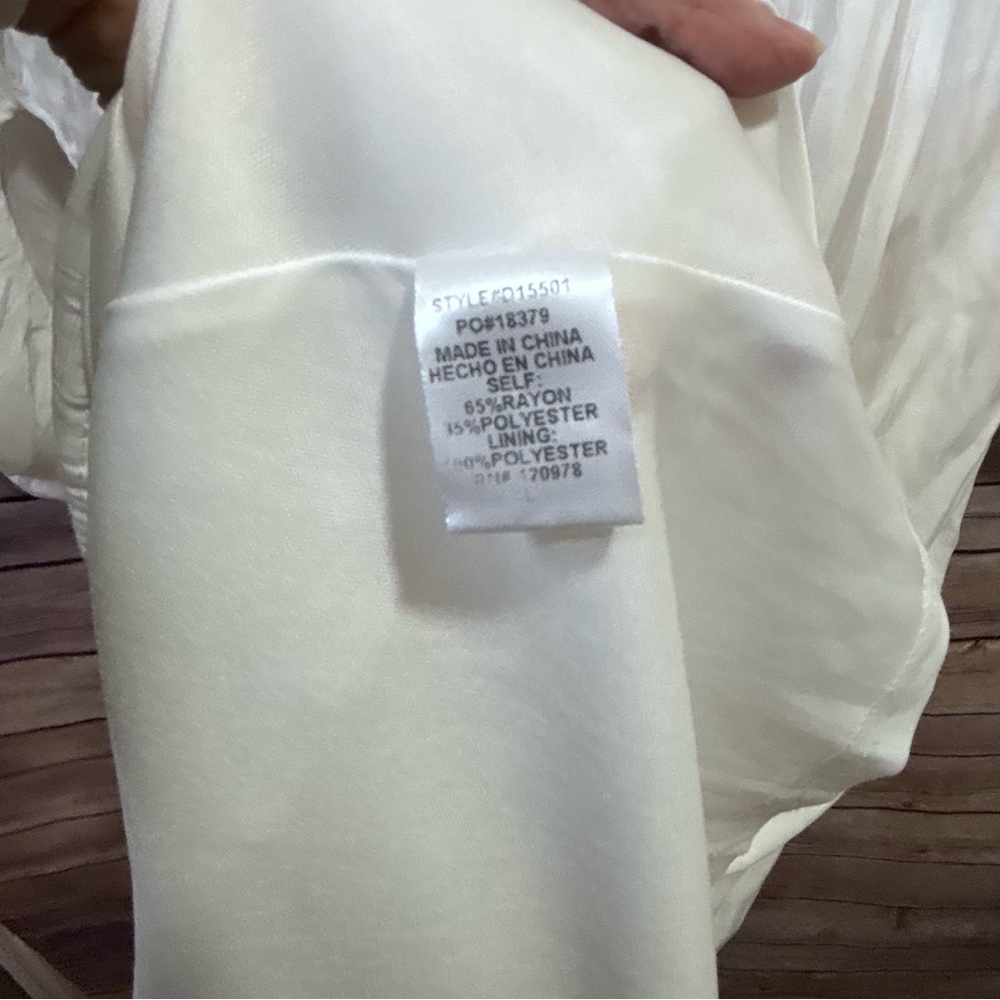Entro White Maxi Dress Cutout Midriff Bishop Sleeve Size Large - Picture 5 of 9